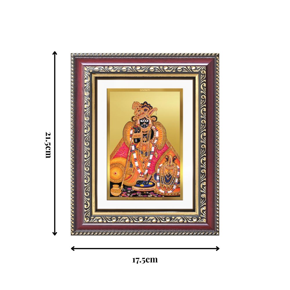 Diviniti 24K Gold Plated Banke Bihari Ji (Classic) Divine Wall and Table Top Frame for Home Mandir & Office Decor | Luxury Spiritual Gift