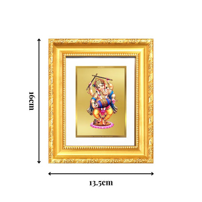 Diviniti 24K Gold Plated Dancing Ganesha |Divine Table Top Frame for Home Mandir & Office Decor | Luxury Spiritual Gift