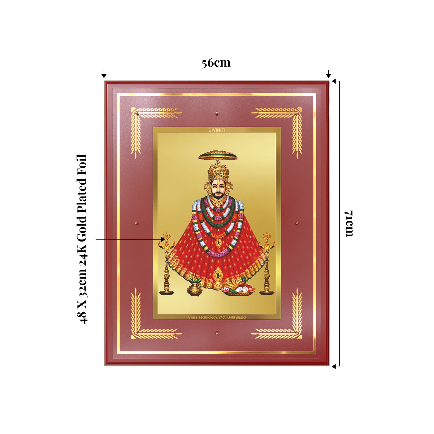 Khatu Shyam Ji | Divine Wall Mount Photo Frame in 24K Gold Plated Foil