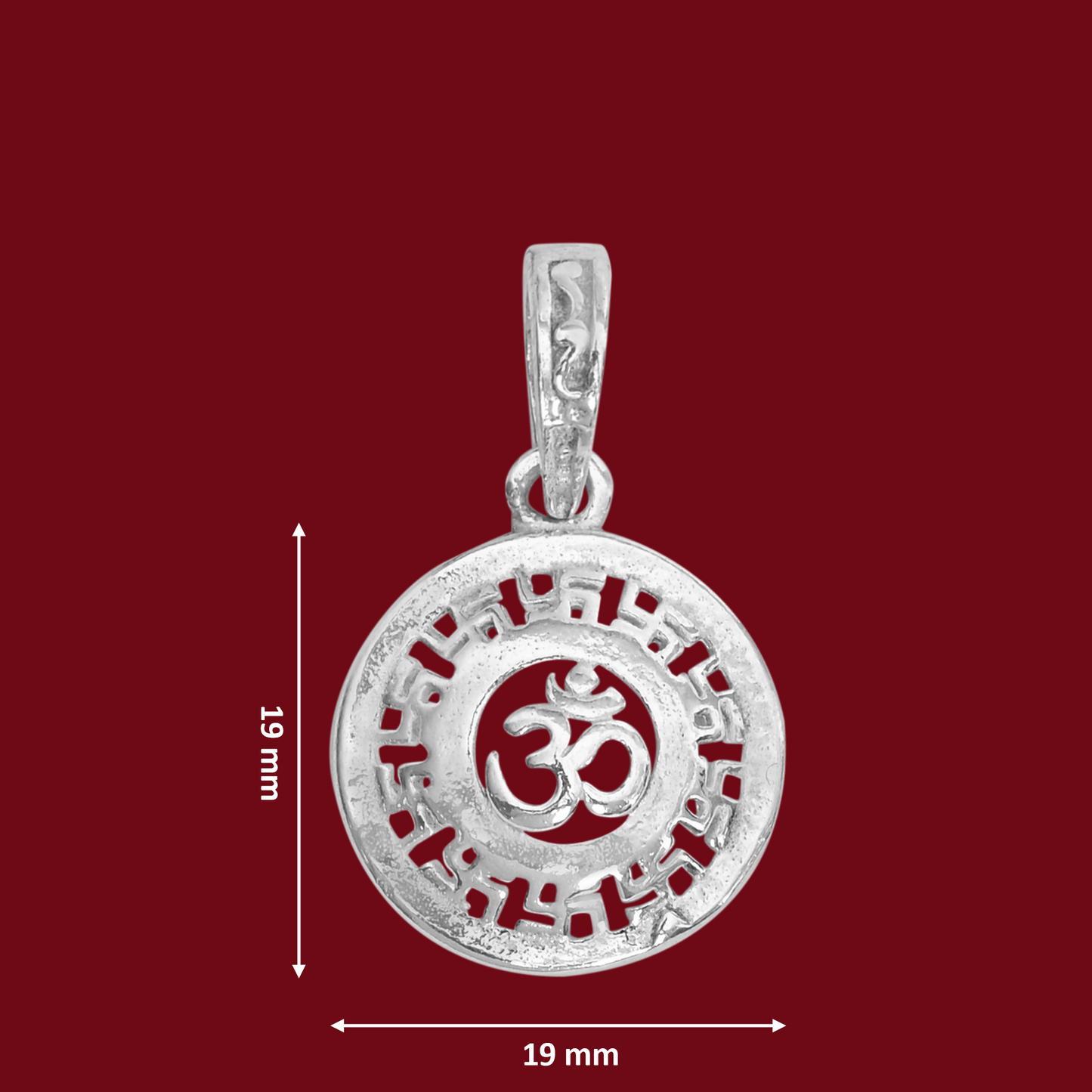 DIVINITI 925 Pure Silver Om Round Small Pendant for Men, Women & Kids Divine God Pendant for Birthday, Anniversary, Special Occasion Gift (1.9x1.9 CM 2 g)