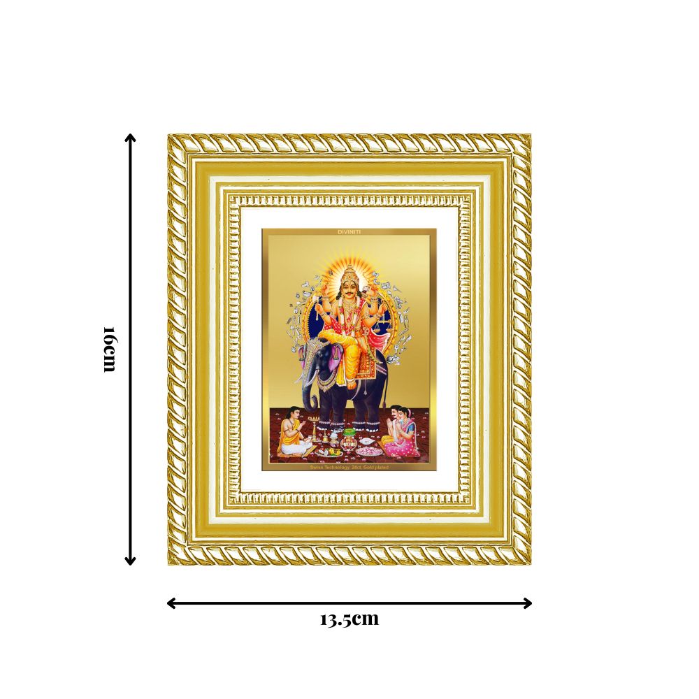 Diviniti 24K Gold Plated Vishvakarma Divine Table Top Frame for Home Mandir & Office Decor | Luxury Spiritual Gift