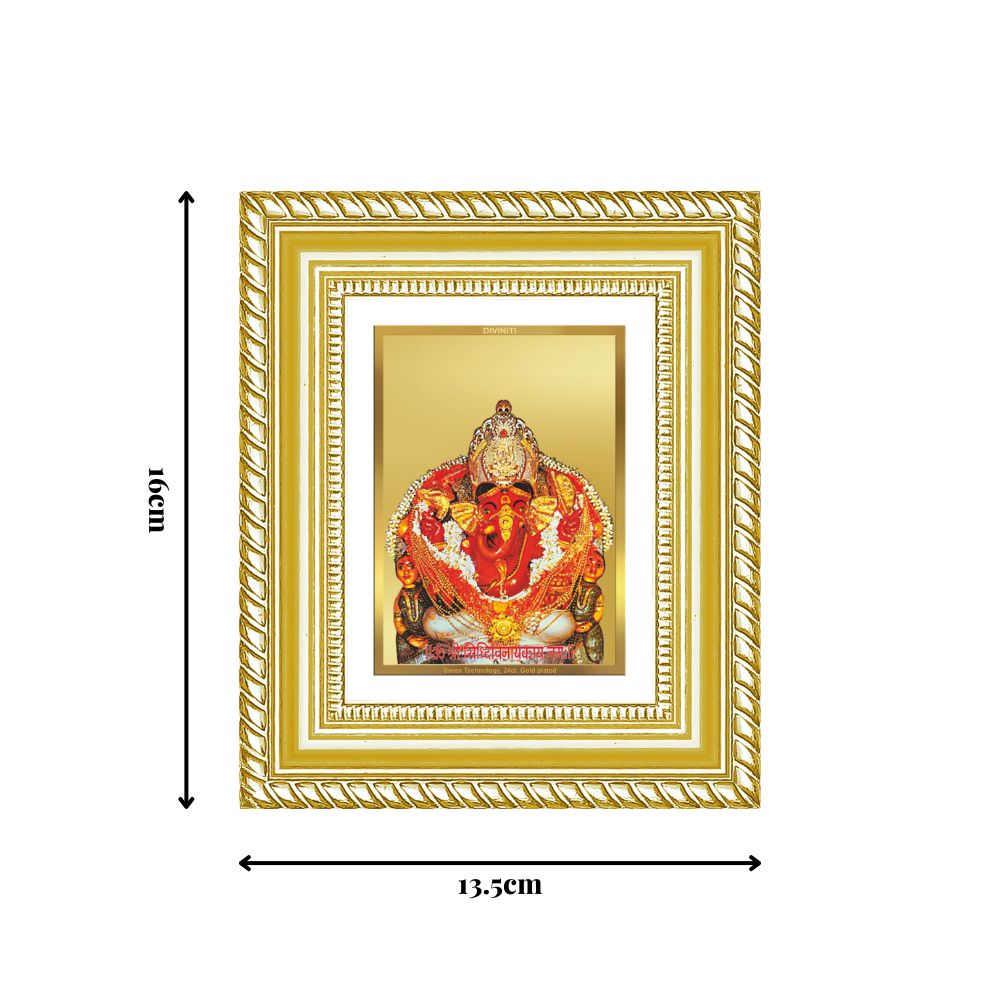 Diviniti 24K Gold Plated Siddhi Vinayak Divine Table Top Frame for Home Mandir & Office Decor | Luxury Spiritual Gift