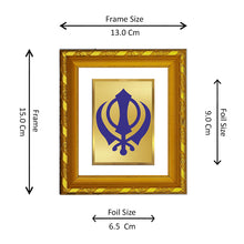 Load image into Gallery viewer, DIVINITI 24K Gold Plated Khanda Sahib Photo Frame For Living Room Decor, Worship, Gift (15.0 X 13.0 CM)
