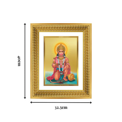 Diviniti 24K Gold Plated Ashirwad Hanuman (Classic) Divine Wall Frame for Home Mandir & Office Decor | Luxury Spiritual Gift