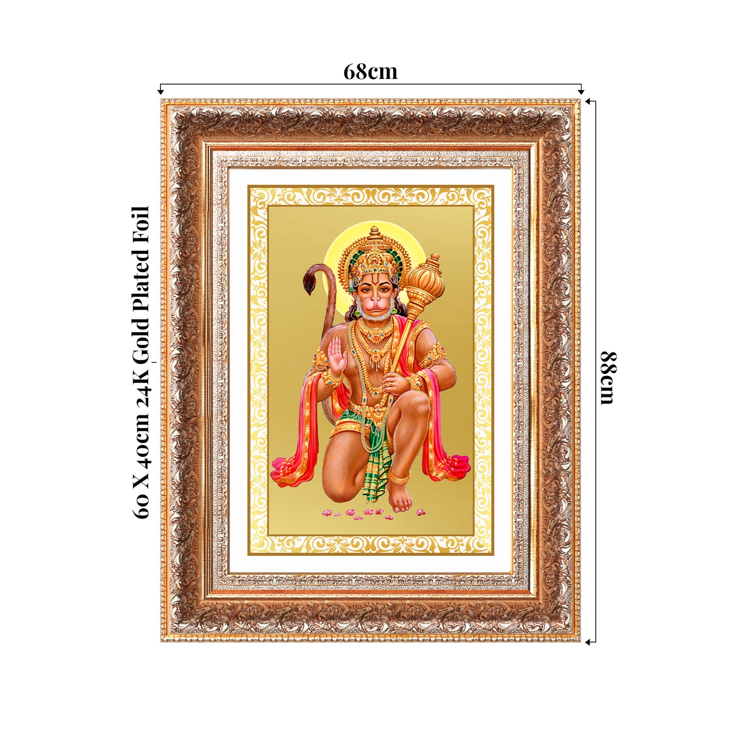 Lord Hanuman | Blessings Pose Wall Photo Frame in 24K Gold Plated Foil
