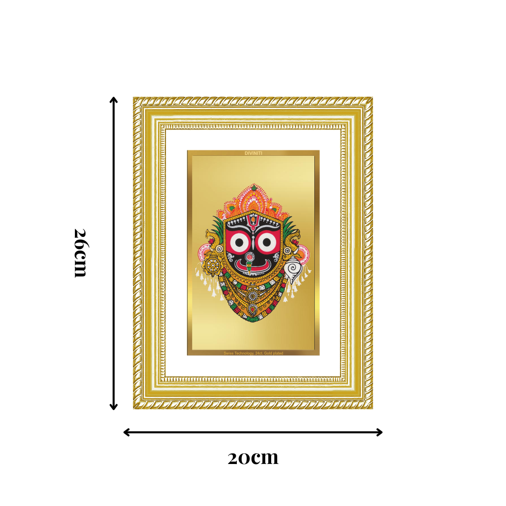 Diviniti 24K Gold Plated Jagannath (Classic) Divine Wall Frame for Home Mandir & Office Decor | Luxury Spiritual Gift
