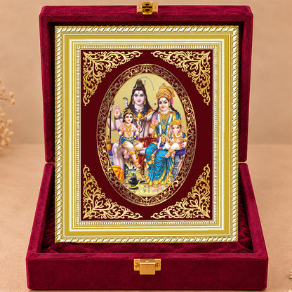 24K Gold-Plated Shiva Parivaar Frame | Premium Gift Box | 35x27 CM