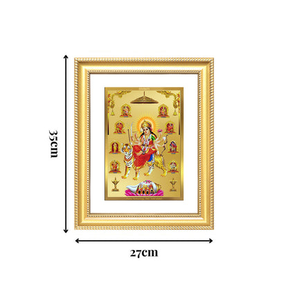 Diviniti 24K Gold Plated Nav Durga (Classic) Divine Wall Frame for Home Mandir & Office Decor | Luxury Spiritual Gift