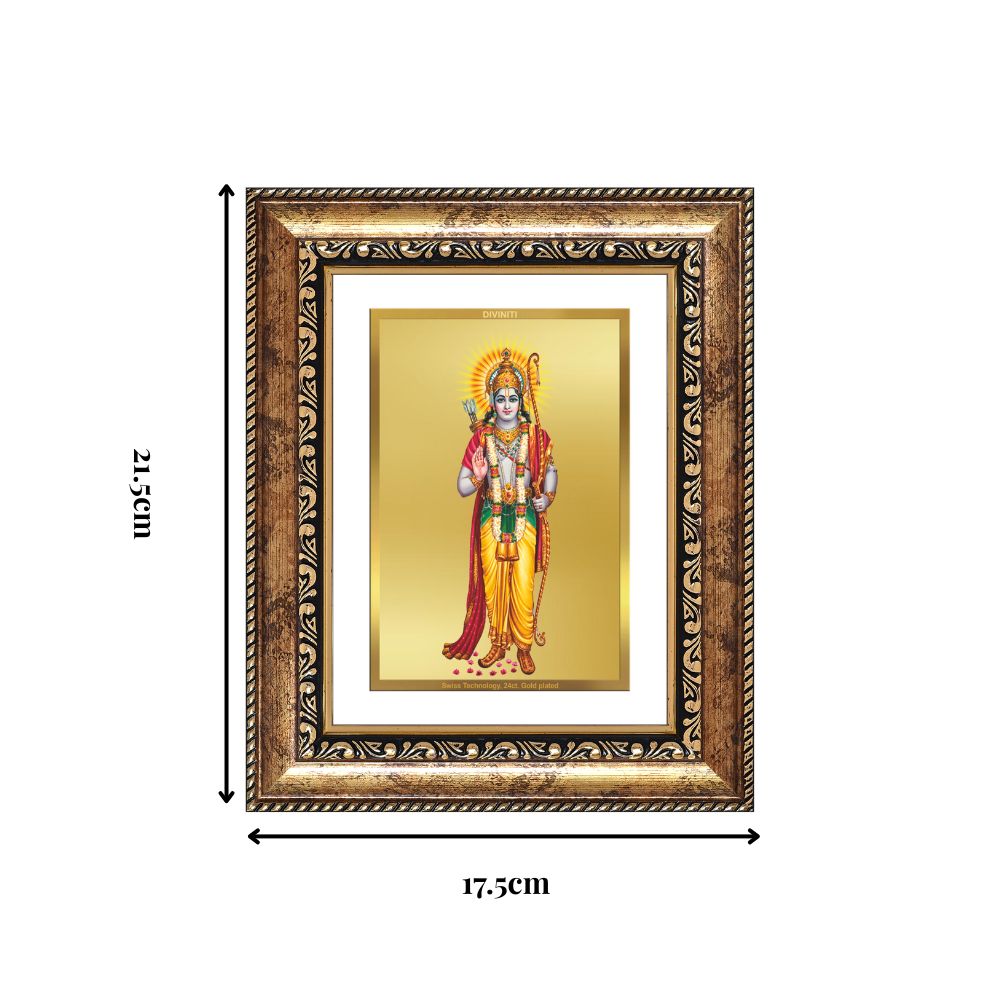 Diviniti 24K Gold Plated Ram Ji (Classic) Divine Wall and Table Top Frame for Home Mandir & Office Decor | Luxury Spiritual Gift