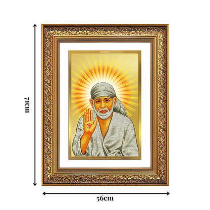 Diviniti 24K Gold Plated Sai Baba With Blessings (Classic) Divine Wall Frame for Home Mandir & Office Decor | Luxury Spiritual Gift