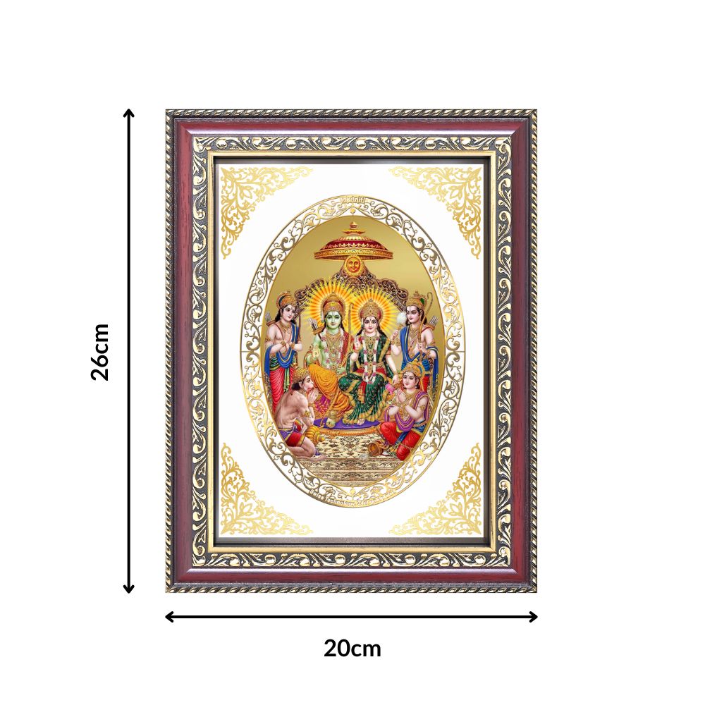 Ram Darbar | Divine Shri Ram Family Wall & Tabletop Royal Photo Frame in 24K Gold Plated Foil