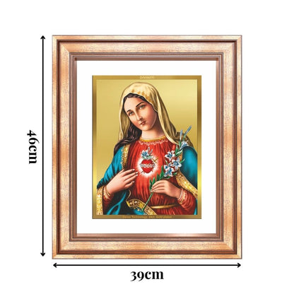 Diviniti 24K Gold Plated Mother Mary (Classic) Divine Wall Frame for Home Mandir & Office Decor | Luxury Spiritual Gift