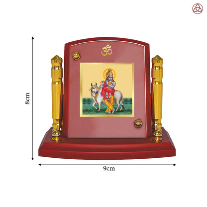 Krishna with Surbhi Cow | Divine Protector and Symbol of Love & Prosperity Car Dashboard Frame in 24K Gold Plated Foil