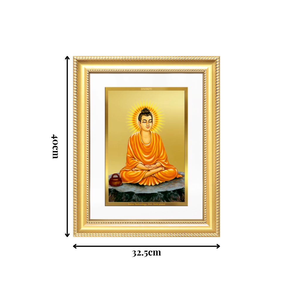 Diviniti 24K Gold Plated Buddha (Classic) Divine Wall Frame for Home Mandir & Office Decor | Luxury Spiritual Gift