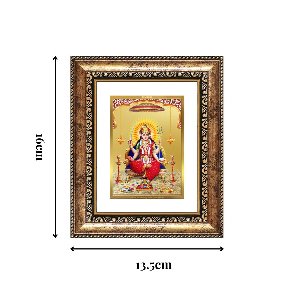 Diviniti 24K Gold Plated Santoshi Mata Divine Table Top Frame for Home Mandir & Office Decor | Luxury Spiritual Gift