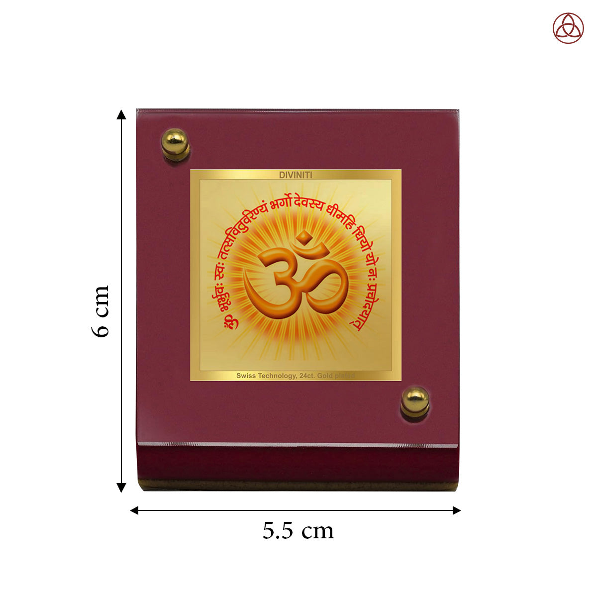Om & Gayatri Mantra | Sacred Symbols & Chant | Divine Spiritual Energy For Tabletop Frame in 24K Gold Plated Foil