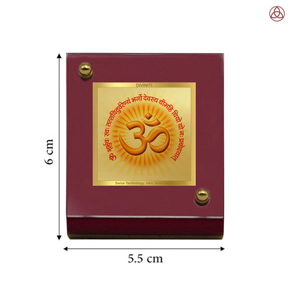 Om & Gayatri Mantra | Sacred Symbols & Chant | Divine Spiritual Energy For Tabletop Frame in 24K Gold Plated Foil