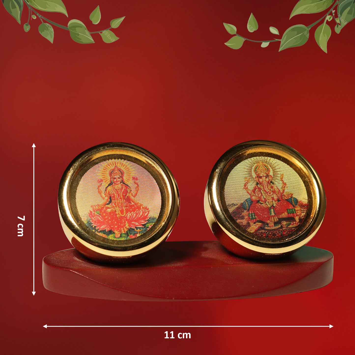 DIVINITI 24K Gold Plated Laxmi Ganesh Ji Idol Prosperity & Blessings for Your Car Dashboard, Home Office Décor Tabletop, Puja Room Gift (5x5 CM)