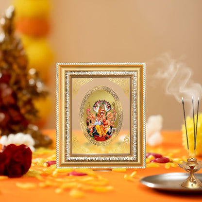 Lord Narsimha Divine Fierce Protection & Justice Sacred Royal Tabletop Frame in 24K Gold Plated Foil