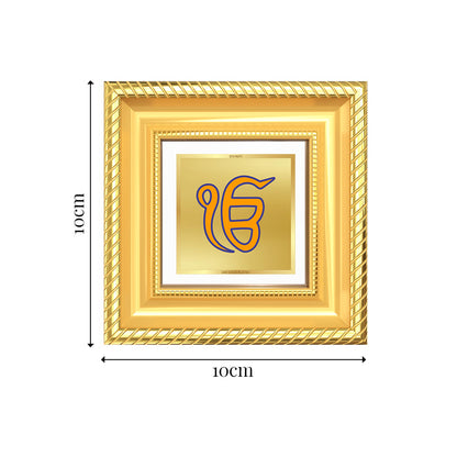 Diviniti Divine Ik Onkar Symbol Tabletop Photo Frame in 24K Gold Plated Foil | Eternal Oneness, Peace & Spiritual Blessings | DG015S1A (10x10 CM)