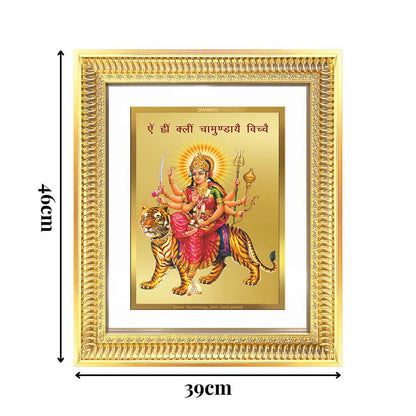 Diviniti 24K Gold Plated Durga With Mantra (Classic) Divine Wall Frame for Home Mandir & Office Decor | Luxury Spiritual Gift