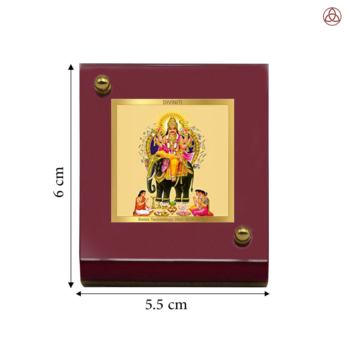 Diviniti 24K Gold Plated Vishwakarma Ji Frame For Car Dashboard & Home Decor Showpiece (6 CM x 5.5 CM)
