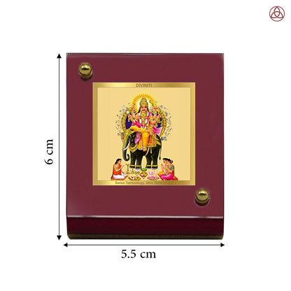 Diviniti 24K Gold Plated Vishwakarma Ji Frame For Car Dashboard & Home Decor Showpiece (6 CM x 5.5 CM)