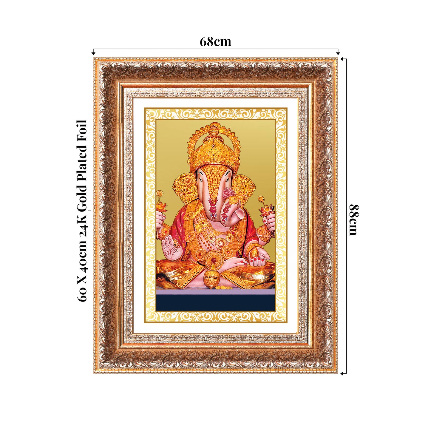 Dagdu Ganesh | Shri Dagdusheth Halwai Ganpati Wall Photo Frame in 24K Gold Plated Foil
