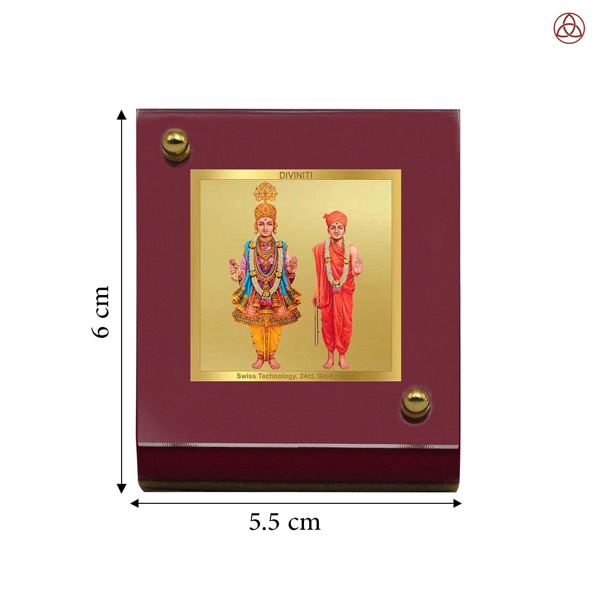 Lord Swaminarayan | Spiritual Car Dashboard & Tabletop Photo Frame in 24K Gold Plated Foil