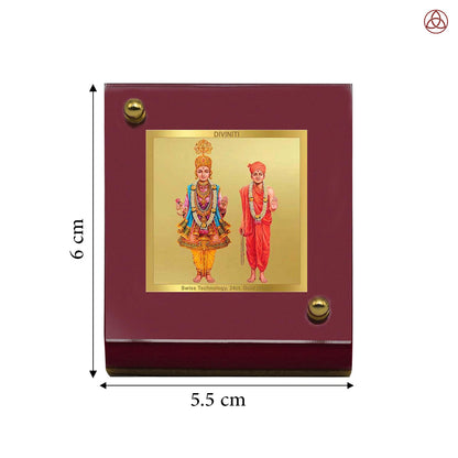 Lord Swaminarayan | Spiritual Car Dashboard & Tabletop Photo Frame in 24K Gold Plated Foil