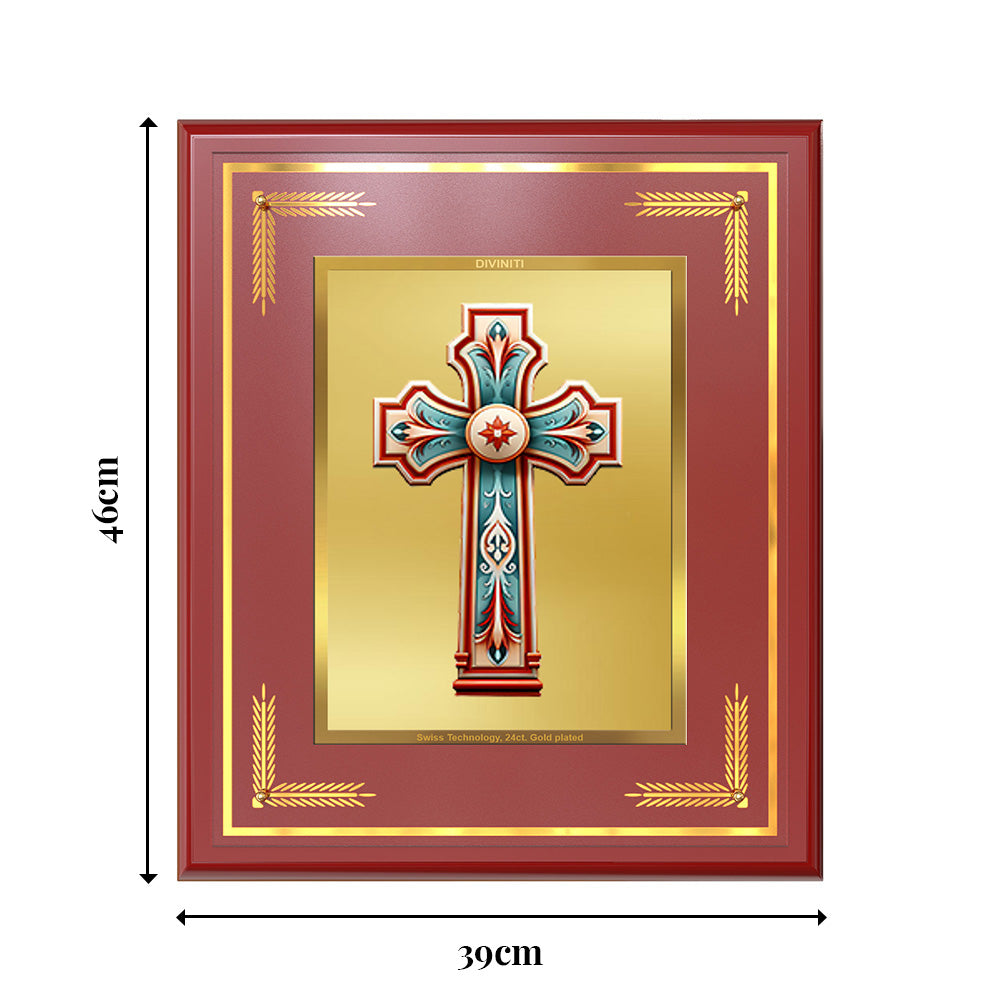 Diviniti Holy Cross Wall Photo Frame in 24K Gold Plated Foil | Faith, Hope & Divine Protection
