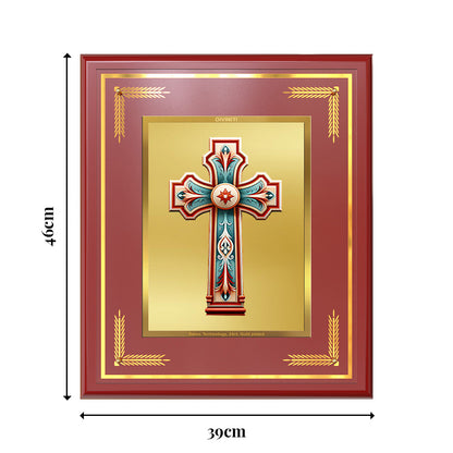 Diviniti Holy Cross Wall Photo Frame in 24K Gold Plated Foil | Faith, Hope & Divine Protection