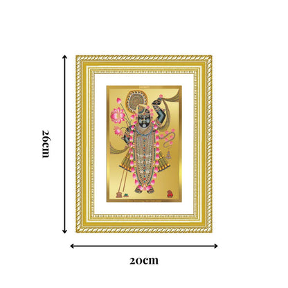 Diviniti 24K Gold Plated Shrinath Ji (Classic) Divine Wall Frame for Home Mandir & Office Decor | Luxury Spiritual Gift