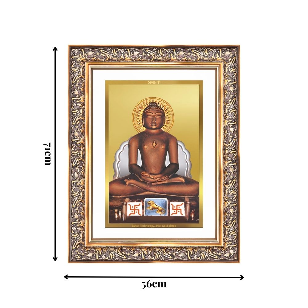 Diviniti 24K Gold Plated Mahavir (Classic) Divine Wall Frame for Home Mandir & Office Decor | Luxury Spiritual Gift