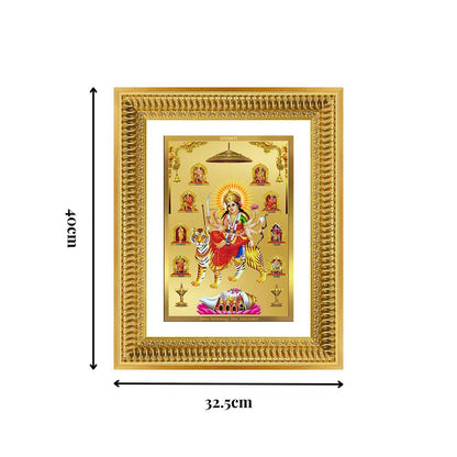 Diviniti 24K Gold Plated Nav Durga (Classic) Divine Wall Frame for Home Mandir & Office Decor | Luxury Spiritual Gift
