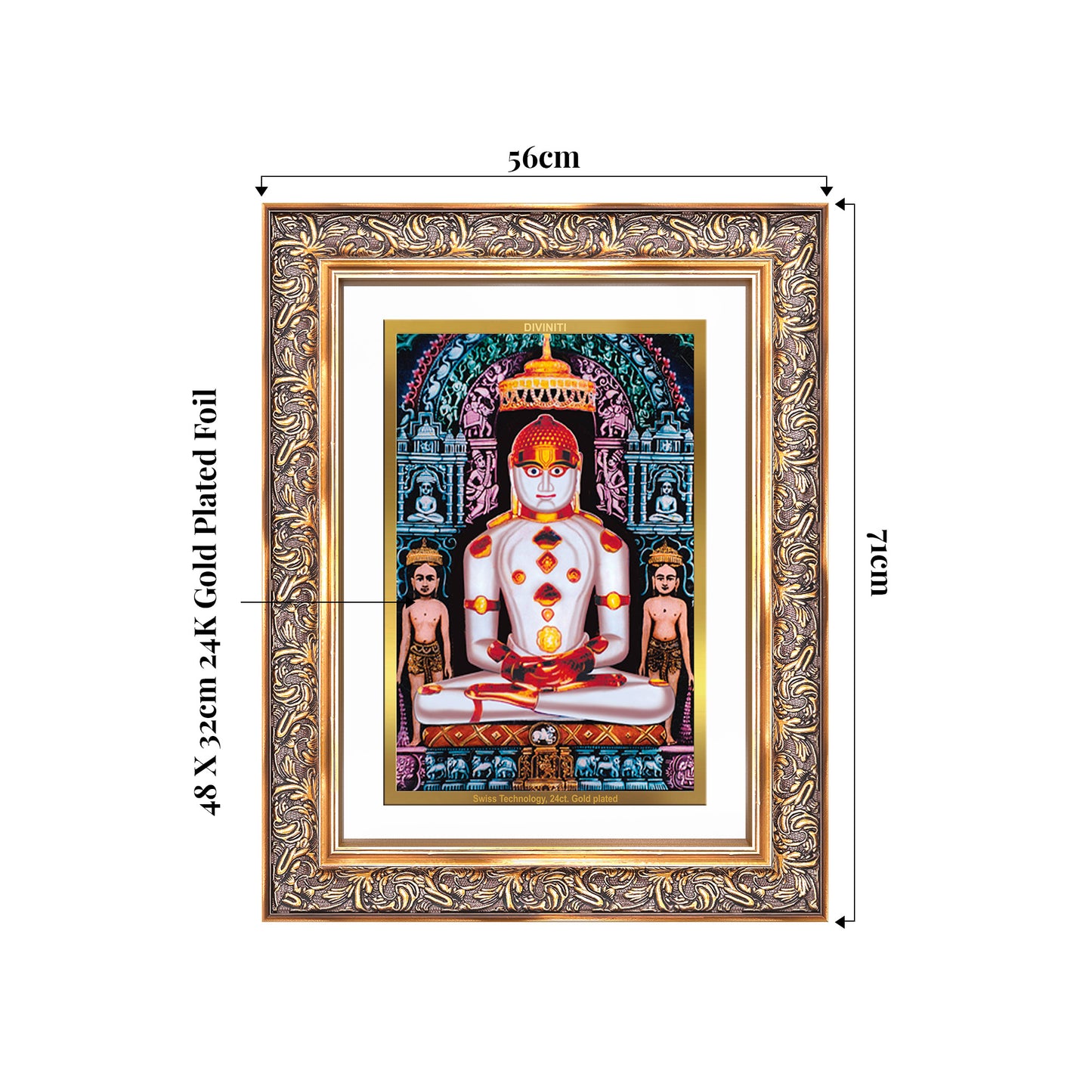 Adinath | Adishwara Tirthankara Rishabhanatha for Wall Mount Photo Frame in 24K Gold Plated Foil