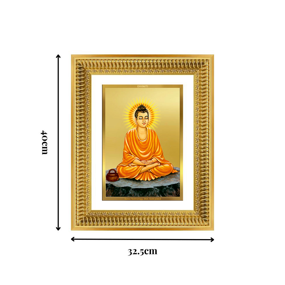 Diviniti 24K Gold Plated Buddha (Classic) Divine Wall Frame for Home Mandir & Office Decor | Luxury Spiritual Gift