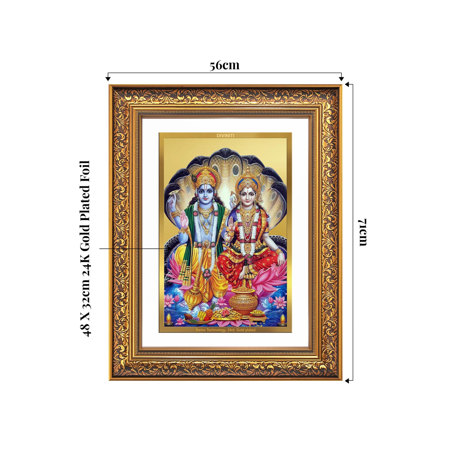 Lakshmi Vishnu | Divine Consort Wall Mount Photo Frame in 24K Gold Plated Foil