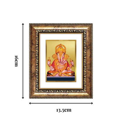 Diviniti 24K Gold Plated Dagadu Ganesha Divine Table Top Frame for Home Mandir & Office Decor | Luxury Spiritual Gift
