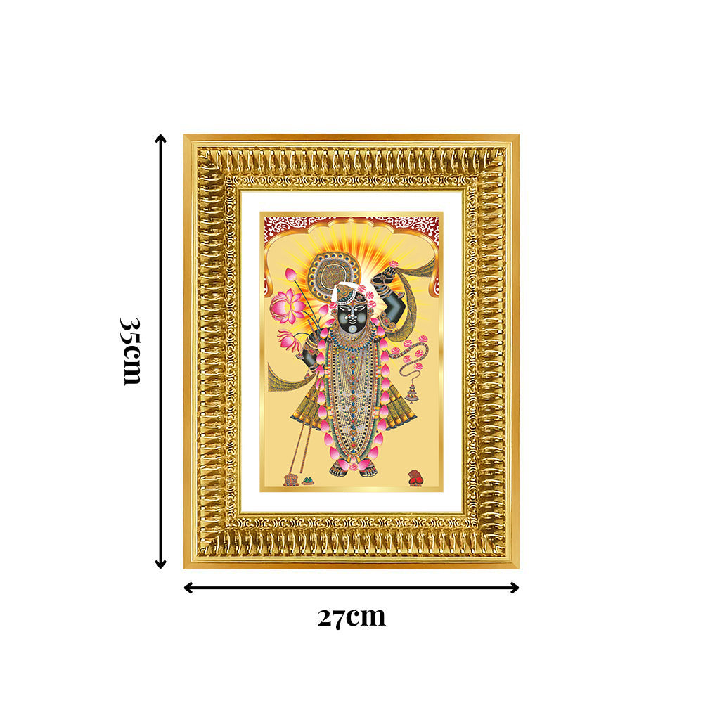 Diviniti 24K Gold Plated Shrinath Ji (Classic) Divine Wall Frame for Home Mandir & Office Decor | Luxury Spiritual Gift