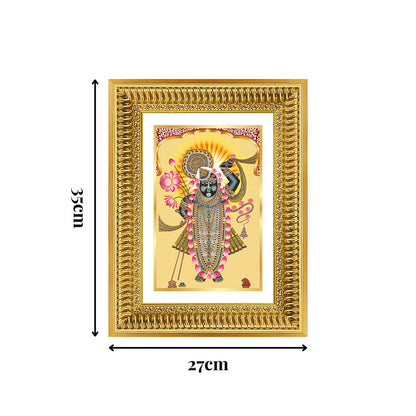 Diviniti 24K Gold Plated Shrinath Ji (Classic) Divine Wall Frame for Home Mandir & Office Decor | Luxury Spiritual Gift