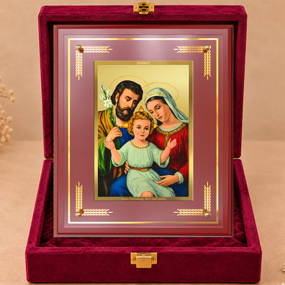 24K Gold-Plated Holy Family MDF Frame | Premium Gift Box | 27x35 CM