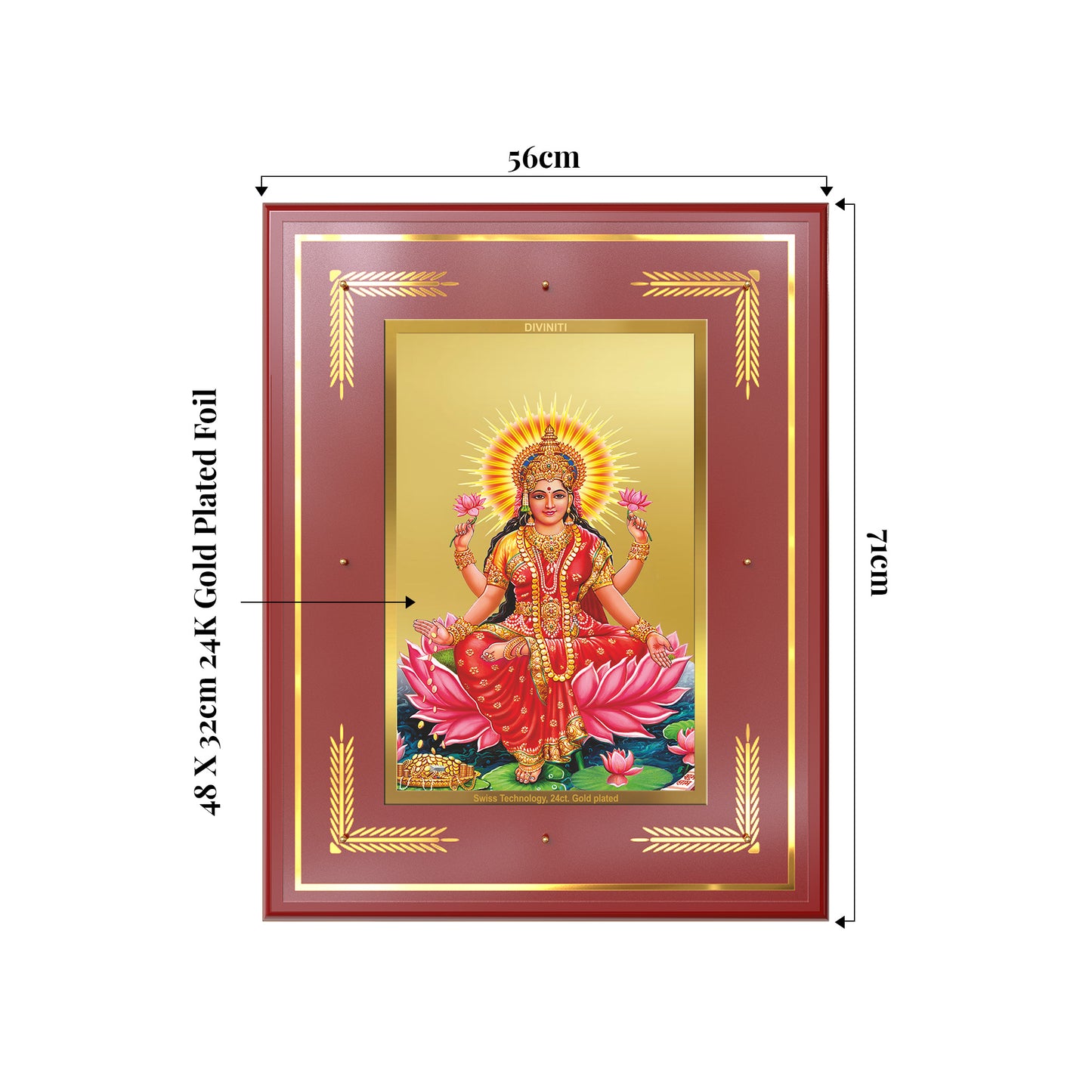 Goddess Lakshmi | Devi of Wealth & Prosperity Wall Mount Photo Frame in 24K Gold Plated Foil