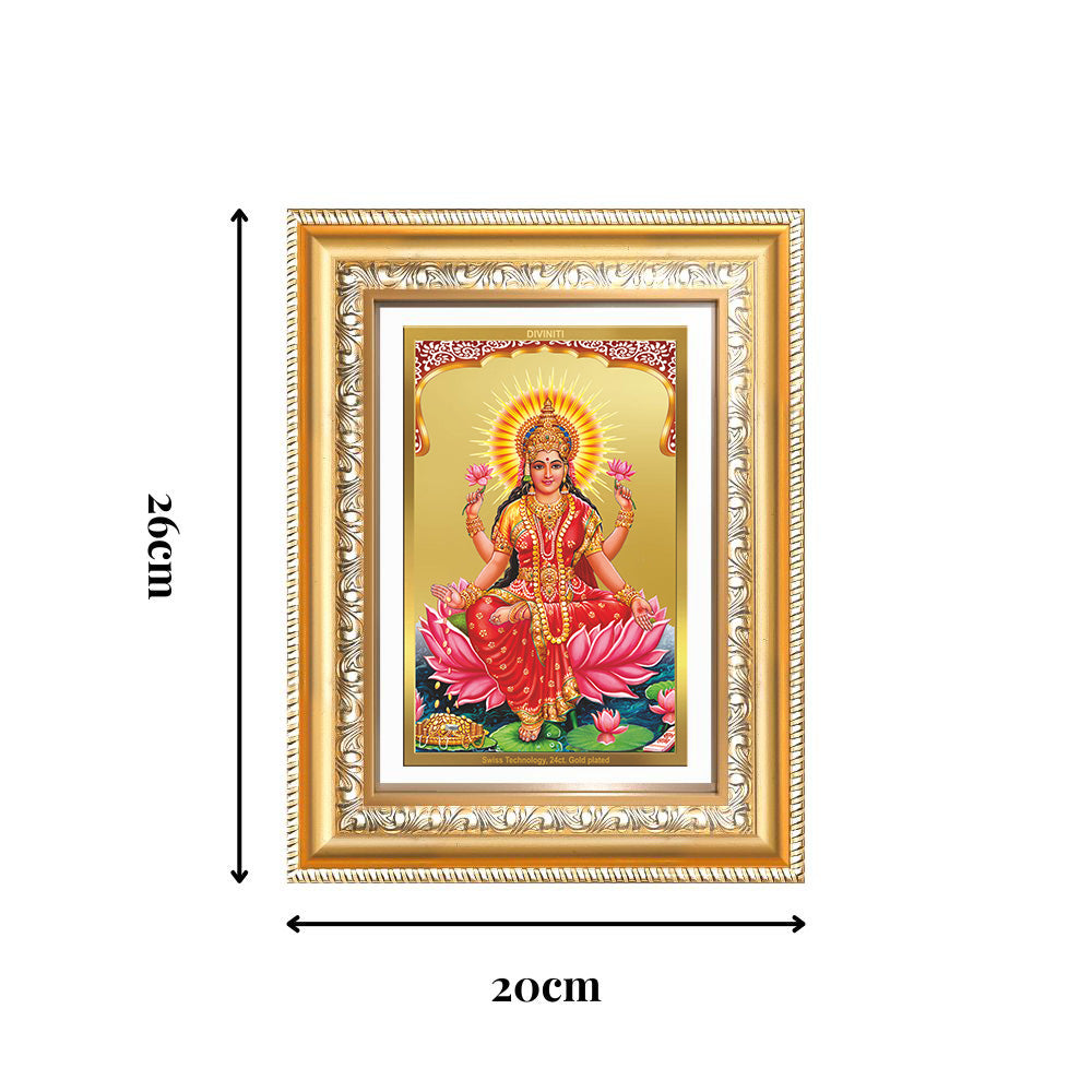Diviniti 24K Gold Plated Lakshmi (Classic) Divine Wall Frame for Home Mandir & Office Decor | Luxury Spiritual Gift