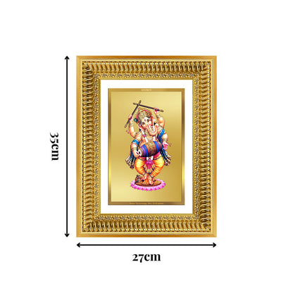 Diviniti 24K Gold Plated Dancing Ganesha (Classic) Divine Wall Frame for Home Mandir & Office Decor | Luxury Spiritual Gift
