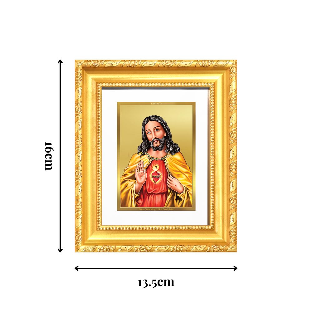 Diviniti 24K Gold Plated Jesus Christ |Divine Table Top Frame for Home Mandir & Office Decor | Luxury Spiritual Gift