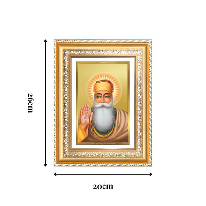 Diviniti 24K Gold Plated Guru Nanak Dev Ji (Classic) Sacred Sikh Wall Frame for Home Decor & Office Ambiance | Premium Spiritual Gift