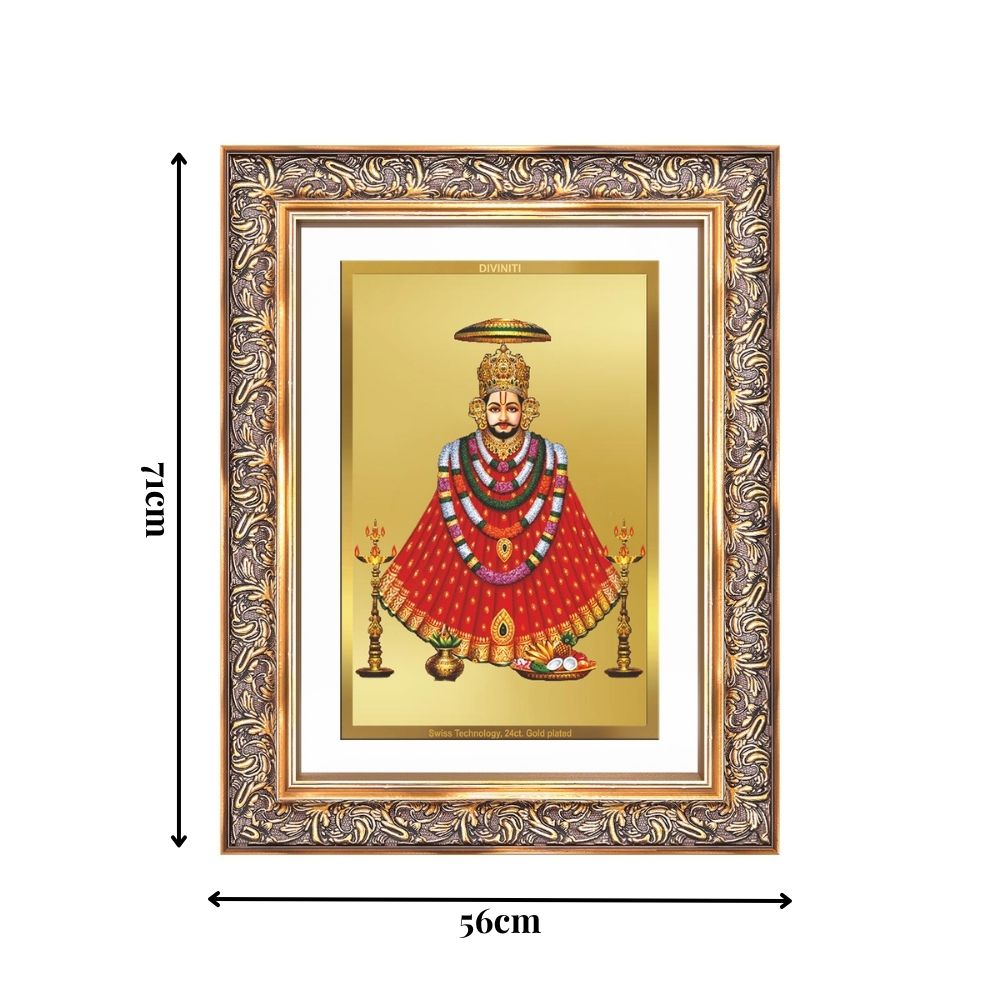 Diviniti 24K Gold Plated Khatu Shyam (Classic) Divine Wall Frame for Home Mandir & Office Decor | Luxury Spiritual Gift