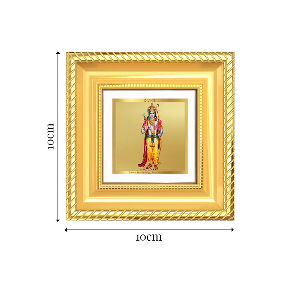Diviniti Lord Ram Ji Tabletop Photo Frame in 24K Gold Plated Foil | Dharma, Strength & Divine Blessings | DG015S1A (10x10 CM)
