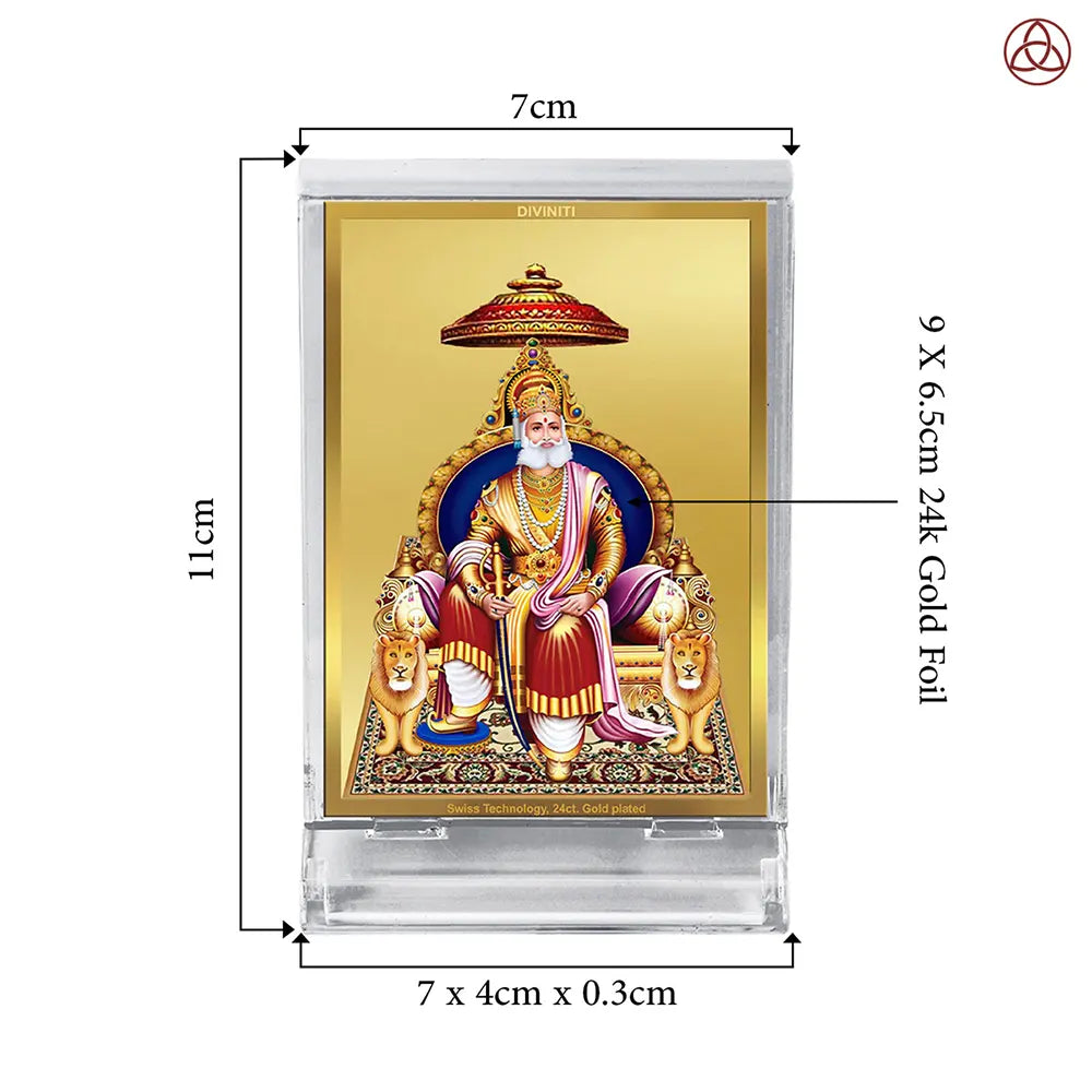 Maharaja Agrasen For Car Dashboard Frame in 24K Gold Plated Foil